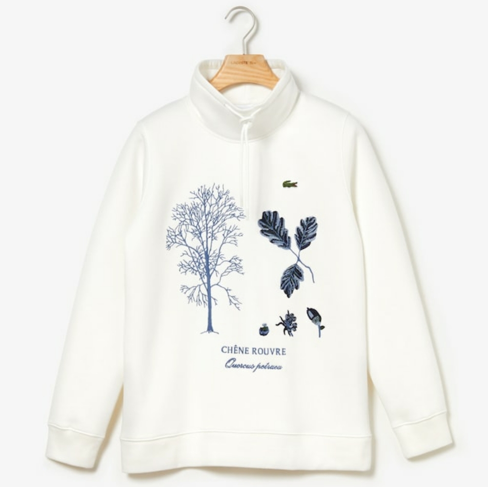 LACOSTE Drawstring-Collar Herbal-Print Sweatshirt